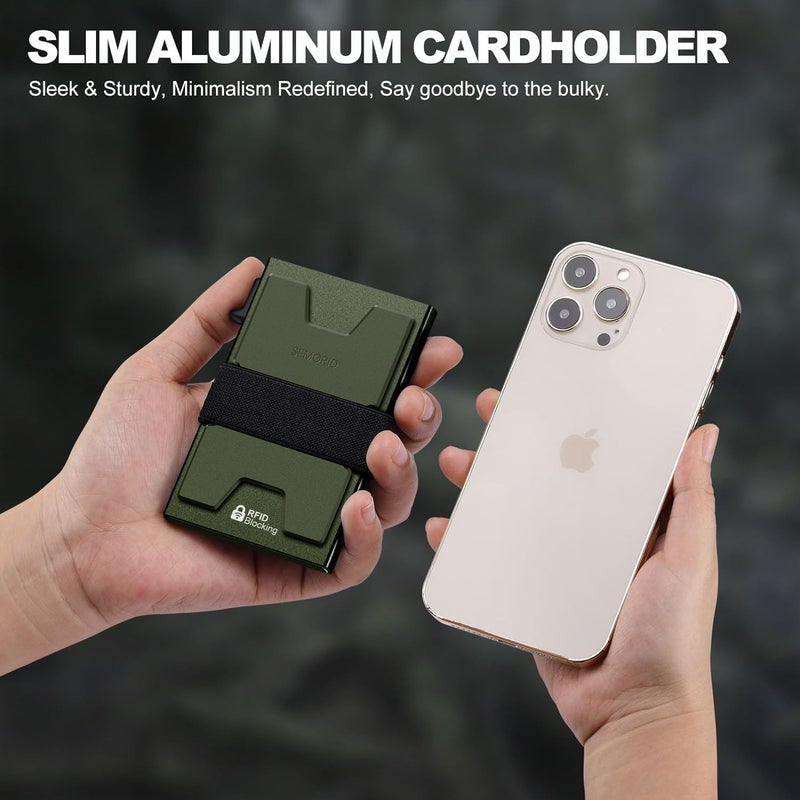 SEMORID Slim Aluminum Card Holder Wallet for Men, Durable Expandable Backplate, RFID Blocking Minimalist Metal Pop Up Wallet, Holds 12+ Cards Plus Cash - Image 4